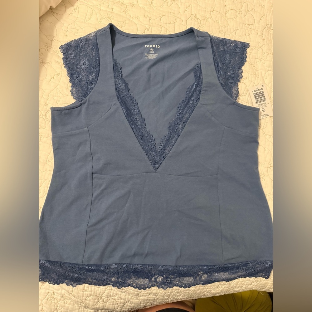 Torrid Navy Lace Accent Top